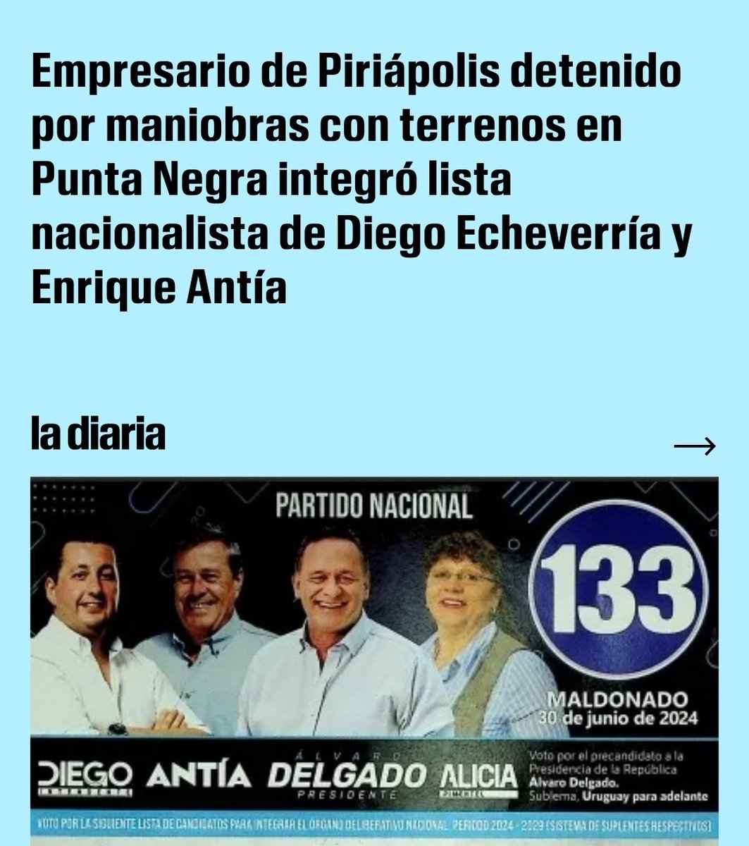 GustavoPintos60's tweet photo. Otro blanco preso. Se suma a Pablo Leiva que era el que lavaba la plata de la droga en el Abitab de Gandini y que era asesor del edil del Partido Nacional Gonzalo Gómez. No fallan. https://t.co/6MwWNlI3WJ