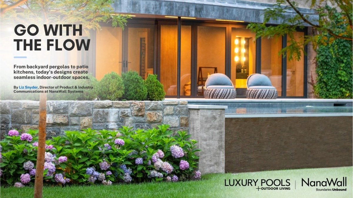 NanaWall's tweet photo. What happens when the architecture doesn't have to conform to the glass?    @Luxurypoolsmag shares how today's luxury outdoor spaces flow seamlessly between indoors &amp; out.
 
In this CT pool house #NanaWall doors follow the building's curve &amp; disappear.
 
https://t.co/oe6k6TsFME https://t.co/t52dKSy5B2