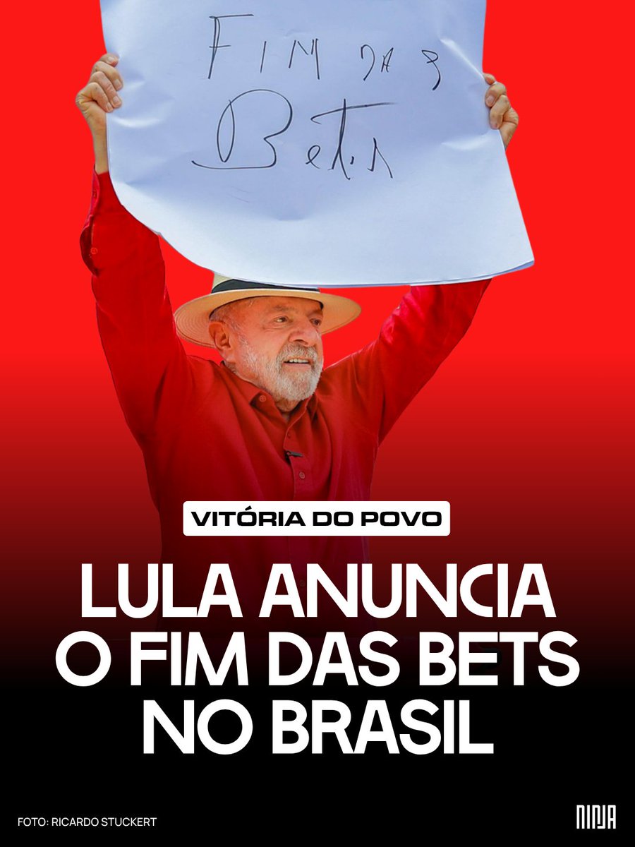 MidiaNINJA's tweet photo. 🚨🎰 LULA ANUNCIA FIM DAS BETS NO BRASIL!!

MP proíbe apostas esportivas e cassinos online. A medida mira um setor que avançou sobre o orçamento das famílias, ampliando dívidas e casos de dependência. https://t.co/y9u8pJdPQh