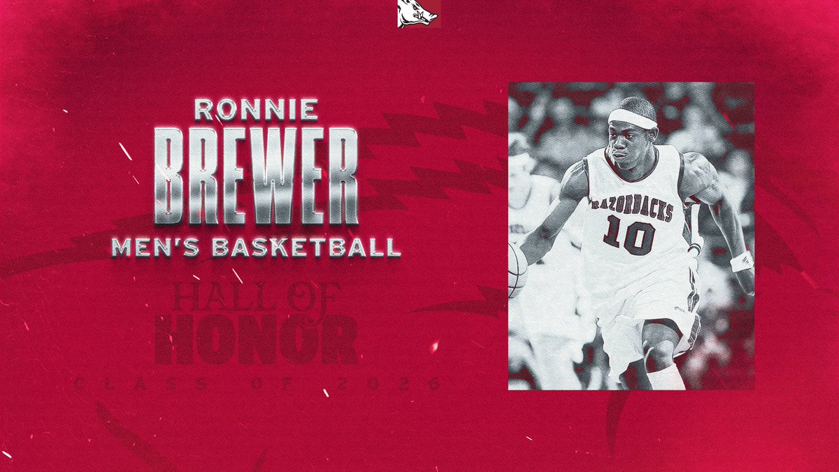 RazorbackMBB's tweet photo. Celebrating one of our own tonight. 🐗

Congratulations to Coach Ronnie Brewer Jr., a 2026 Hall of Honor inductee! https://t.co/mMBsPgOqqJ