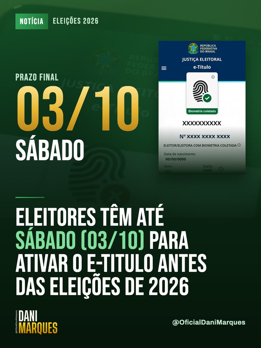 soudanimarques's tweet photo. Gente, não basta acreditar, é preciso ir votar! Você sabe quem tem o poder de mudar o rumo do Brasil? Quem tá na urna com o título em dia para votar.

E no dia 4, você precisa estar lá com @flaviobolsonaro. 🇧🇷 https://t.co/AkA4eZc6iD