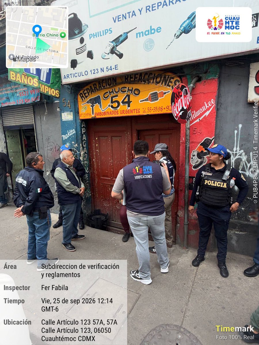obdulioA's tweet photo. 🚨 En la calle Artículo 123, colonia Centro,  realizamos un operativo de visitas de verificación para ordenar el espacio público.

Por instrucción de la alcaldesa @AlessandraRdlv, mantendremos presencia permanente en la zona para hacer respetar la vía pública, garantizar el libre tránsito y atender las necesidades de vecinas y vecinos.

En Cuauhtémoc, el espacio público se respeta y el orden se construye todos los días. ✅
