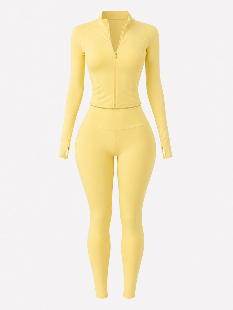 juanmonaco5's tweet photo. L’ensemble Pilates qu’il te faut : confortable, féminin et tendance. Veste zippée ajustée, legging taille haute et coupe flatteuse. Du studio au quotidien, reste stylée sans sacrifier le confort. Quantités limitées. https://t.co/k7KqtyvVMZ