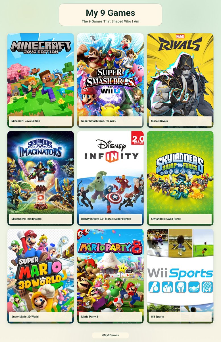 Ultimate11_King's tweet photo. This is me and the 9 games that helped shape who I am https://t.co/V1xx7ZUqix