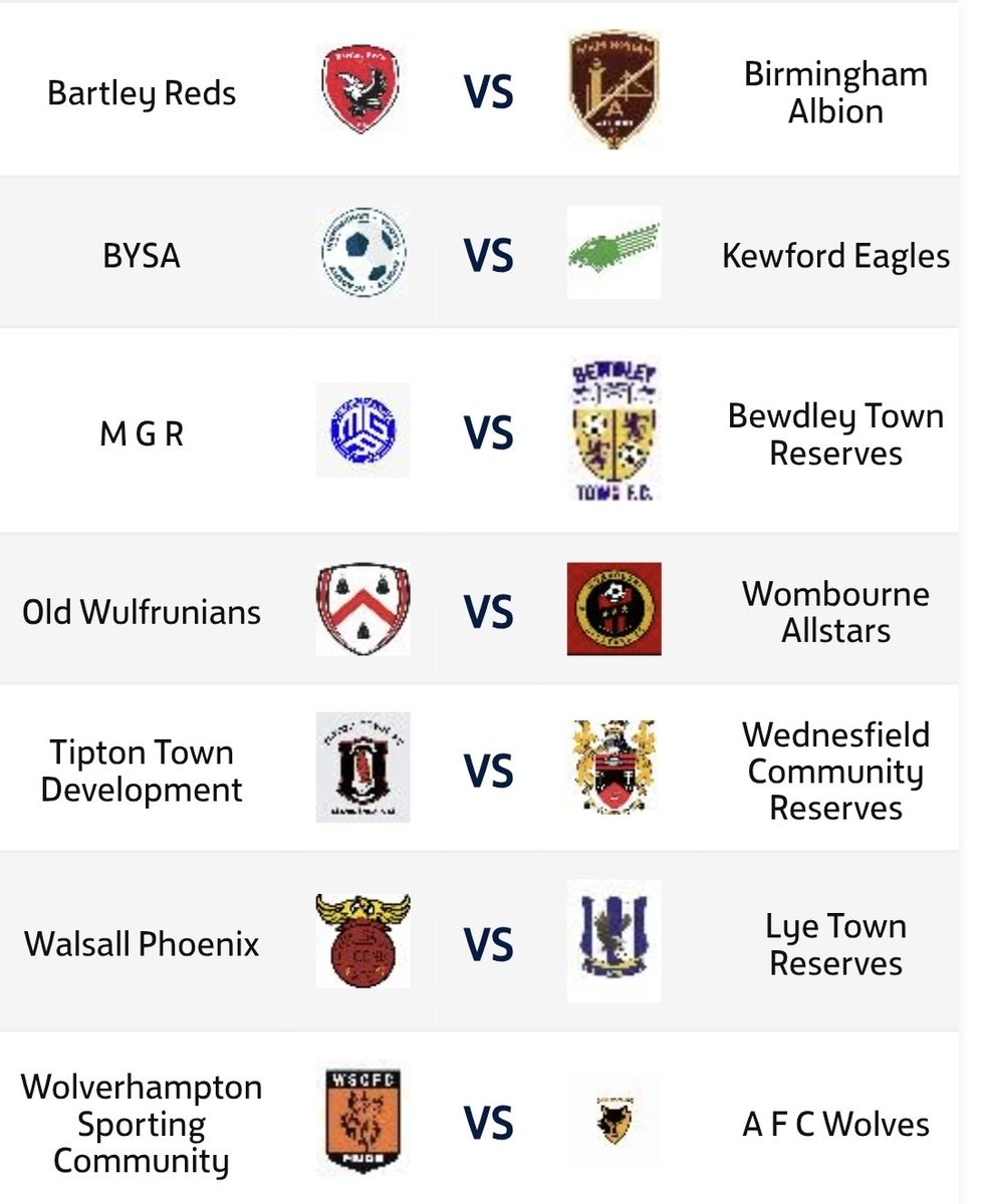 wmrfl's tweet photo. Tomorrow's @wmrfl Division one fixtures ⬇️ 
The Premier League and EFL Championship taking a break, we’ve still got live football covered.

@BRFC_UTR
BYSA
@MGRFC_
@oldwulfsfc
@tiptontownfc Development 
@phoenixafc1897
@WolvesSporting
all at home.

 #SupportLocal #Nonleague #WMRL https://t.co/iL5k18c6lZ