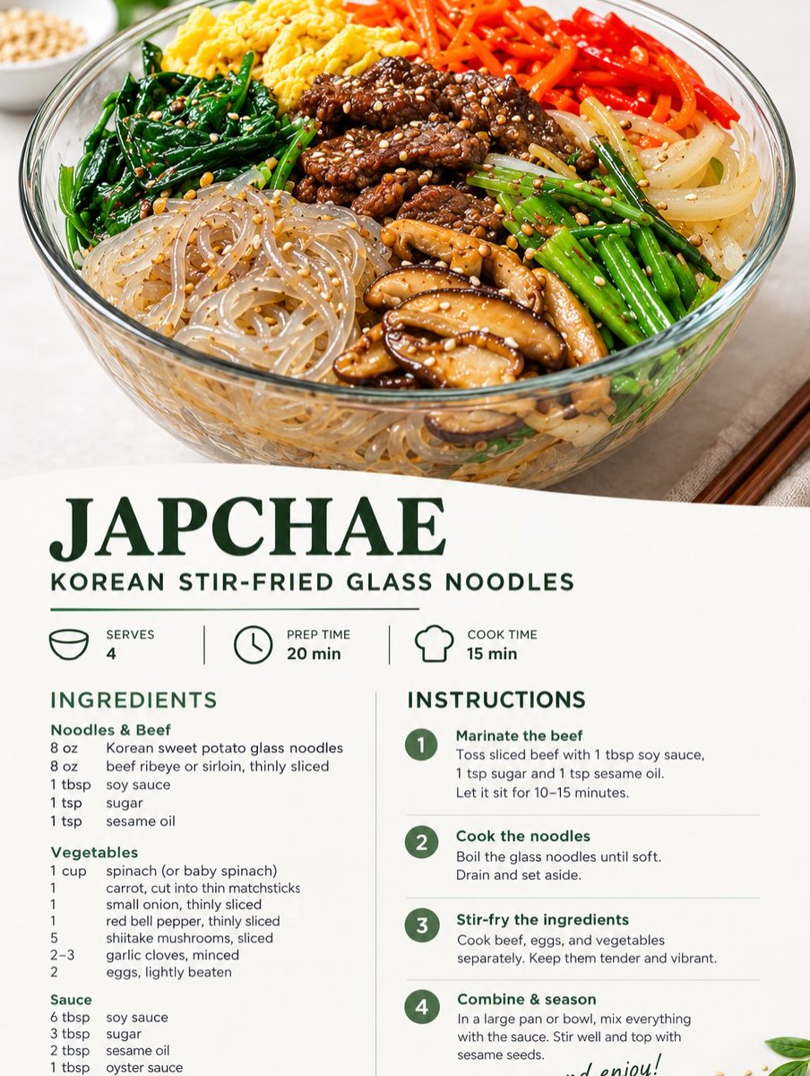 VincenzoInzer's tweet photo. Japchae—Korean stir-fried glass noodles. https://t.co/DhKPwEwSFf