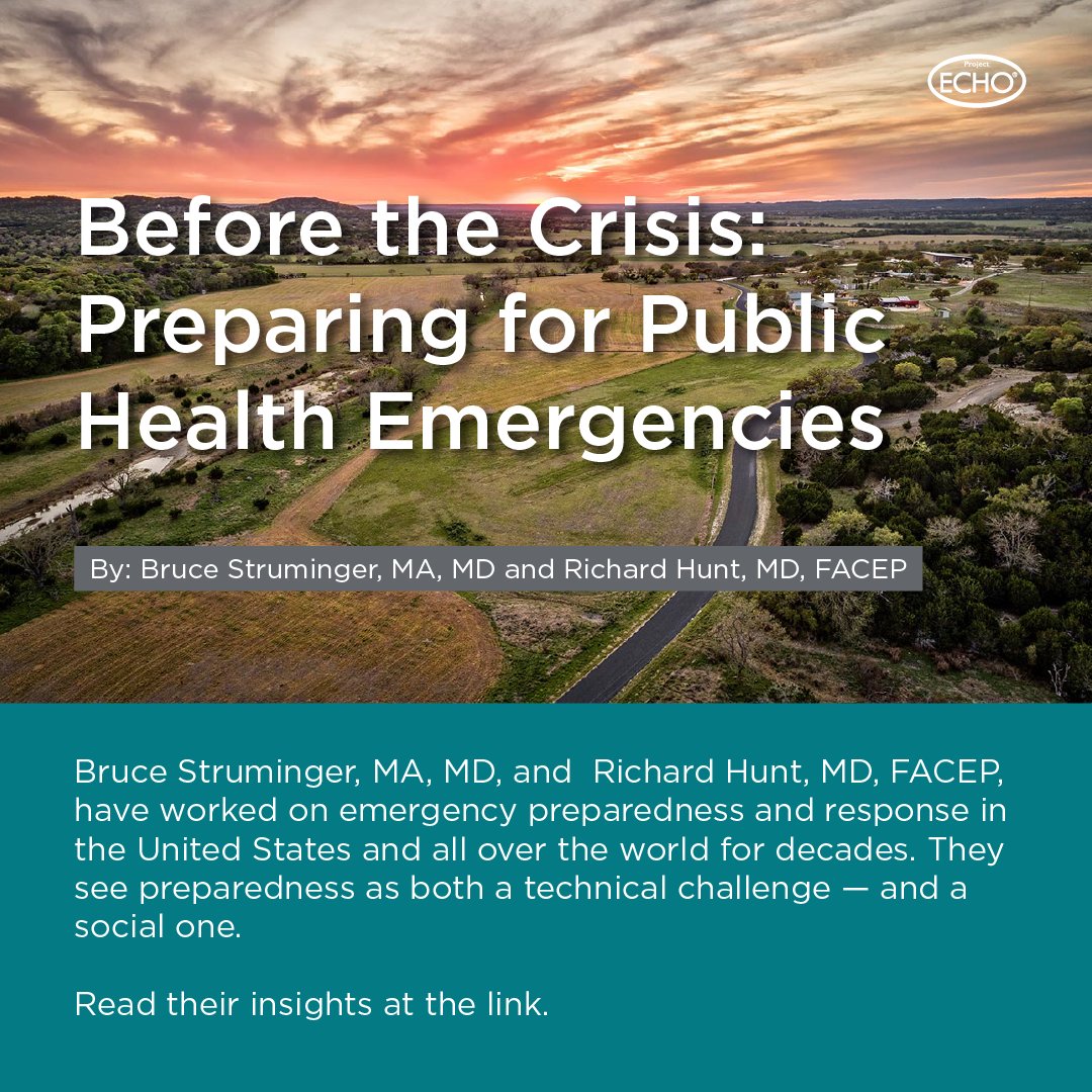 ProjectECHO's tweet photo. Project ECHO’s Global Health Initiatives Director Bruce Struminger, MD, and Richard Hunt, MD, highlight how collaborative approaches to emergency preparedness prevent disease outbreaks and climate-related disasters from becoming crises. Read more: https://t.co/qFpxyHMQcR https://t.co/DRB4aehPzi