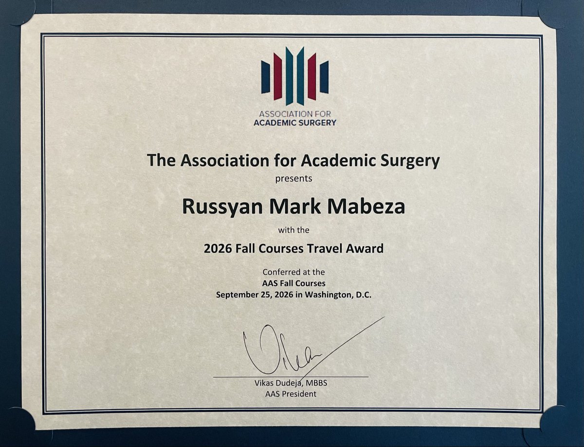 RussyanMabeza's tweet photo. So grateful for the opportunity to attend the AAS Fundamentals of Surgical Research course, with support from @AcademicSurgery! My brain is full of new knowledge and heart full of inspiration as I head further into dedicated research time. Excited to put all into practice 📊📚✍️ https://t.co/JsCAs5zGyM