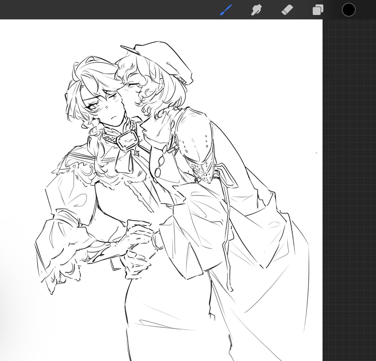 saimai_000's tweet photo. Old drawing of Adlele and Félicienne on my iPad https://t.co/c9OAEcv4h8