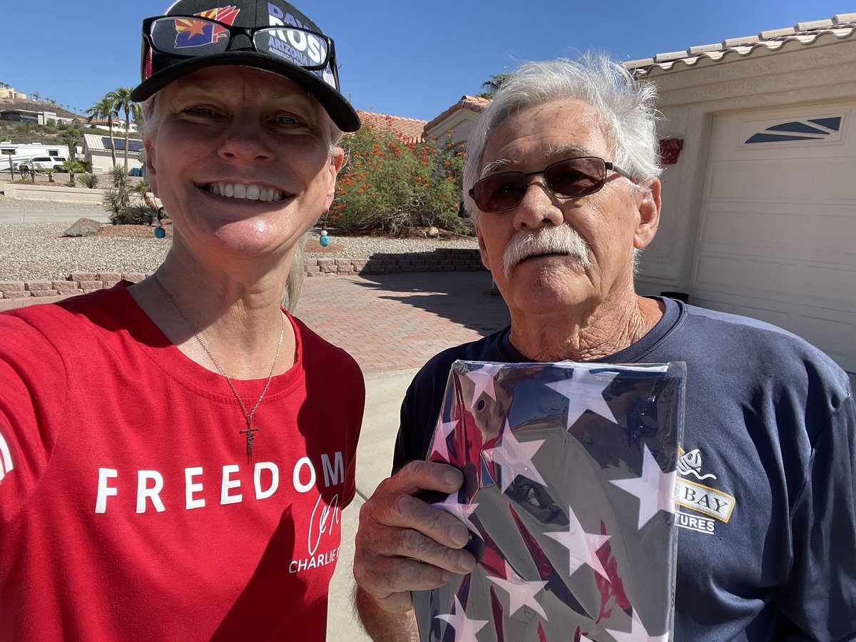TexPolesky's tweet photo. Hit 20+ doors already today and every patriot we talked to is FIRED UP to vote for Andy Biggs.

Stopped to help stand a @KimberlyYeeAZ sign back up that the weather knocked over. That’s how we do it out here.

Team Mohave is locked in behind the ENTIRE Republican ticket. We will win this thing in November.

This is the energy that wins. 🇺🇸