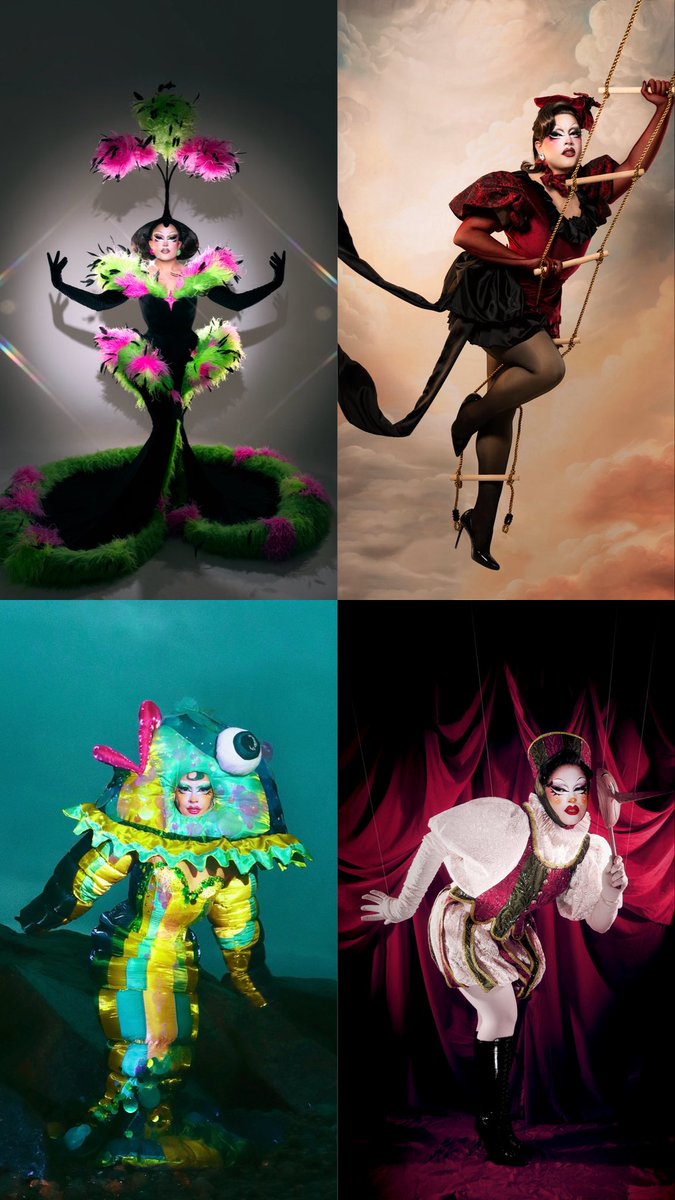 mochadragqueen's tweet photo. kind of a fierce run of outfits for a regular UK season https://t.co/o9UAjGO0Co