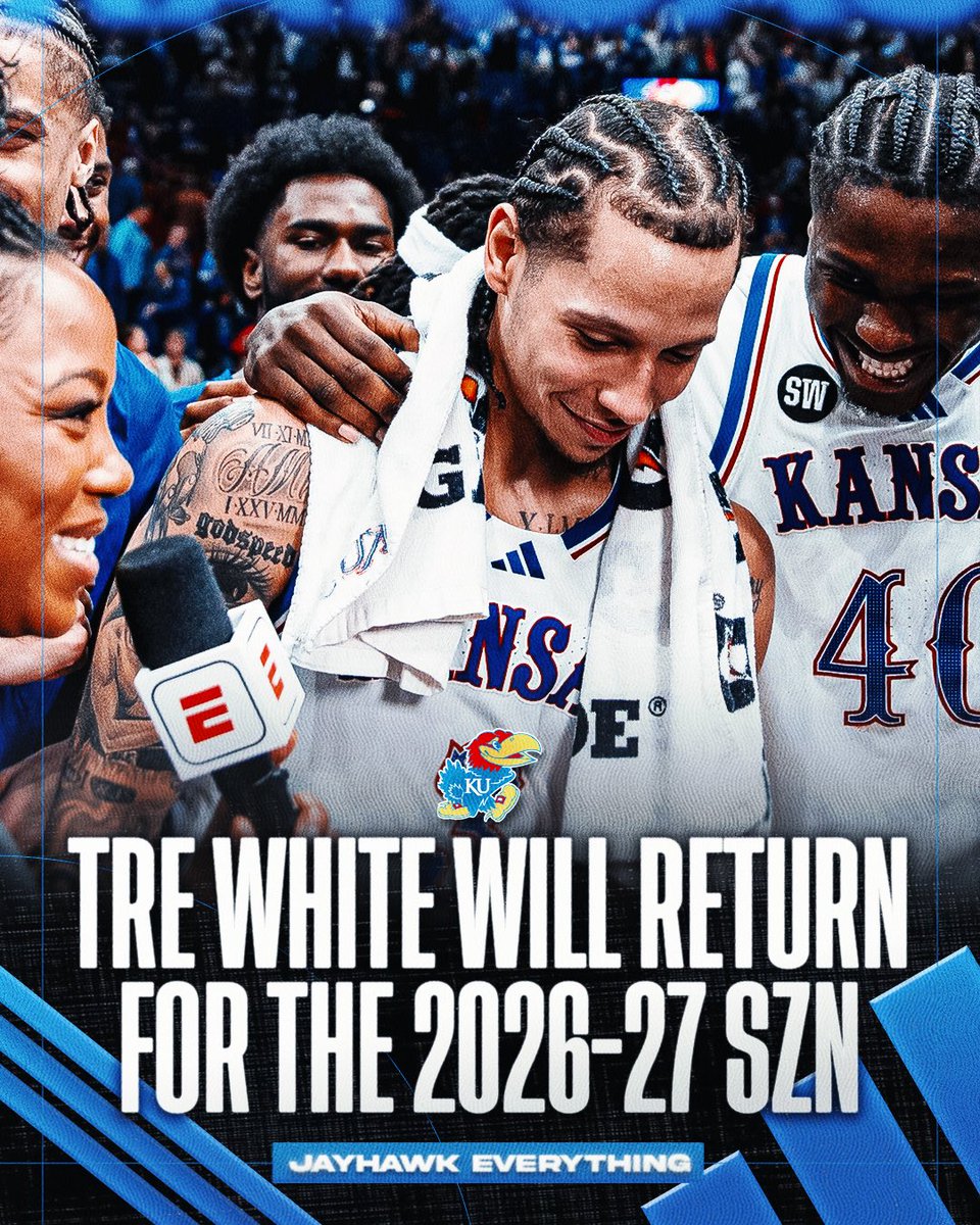 jayhawk_eu's tweet photo. Tre White will return to Kansas for the 2026-27 basketball season!!

He recieved a preliminary injunction via Monroe County, Indiana. This should have no chance of an appeal either. https://t.co/rQbO8e5QDC