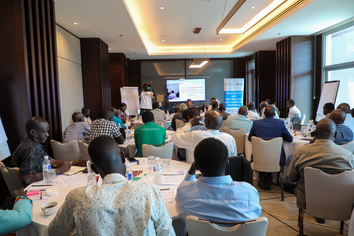 UNMAS's tweet photo. #UNMAS #SouthSudan joined National Mine Action Authority, mine action operators and partners at the @GICHD-@FAO South Sudan #MineAction and #FoodSecurity & #Livelihoods workshop in Juba, including a panel discussion on South Sudan’s mine action system and prioritization. https://t.co/2YQdgz5XIs
