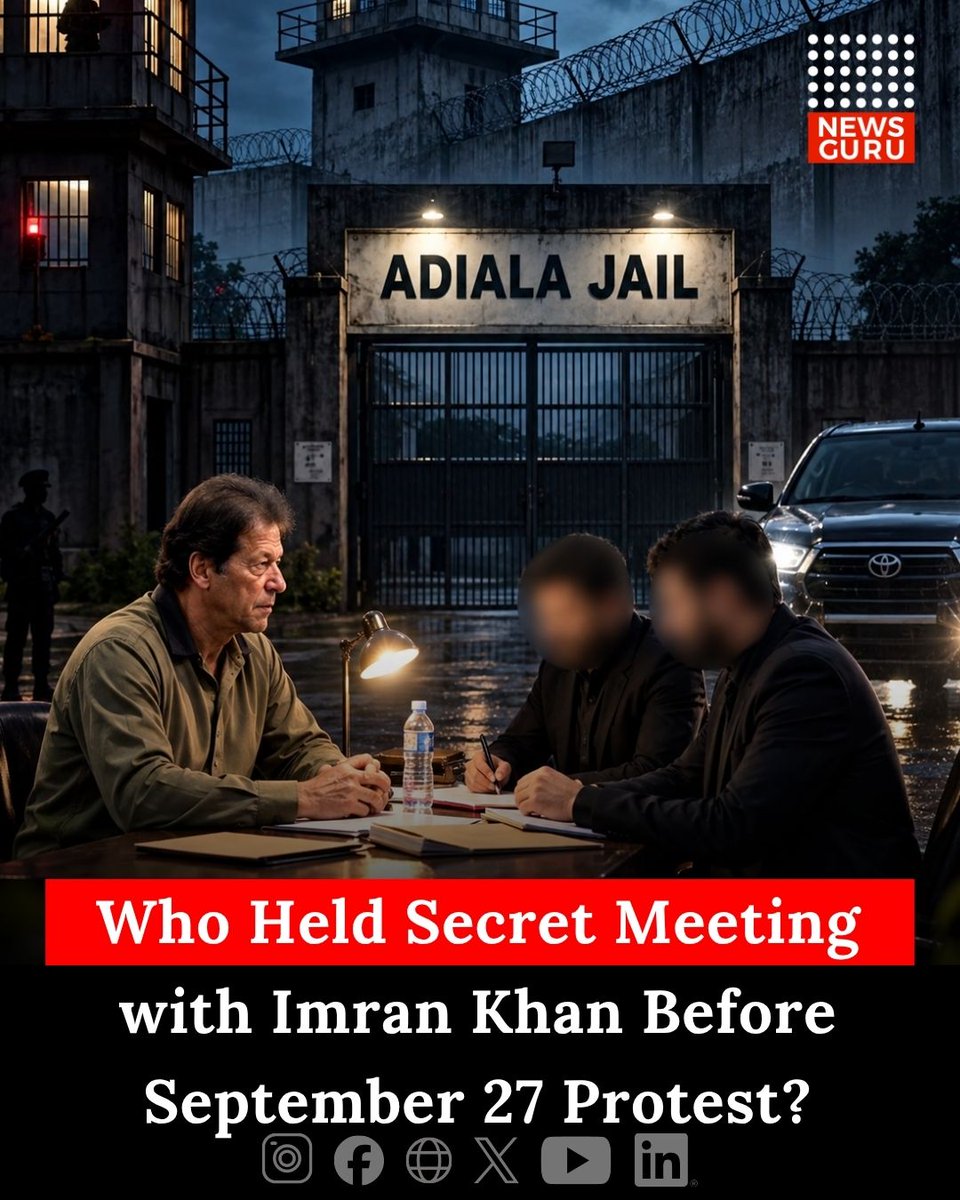 ZenaidaAulldr's tweet photo. A reported late-night meeting between PTI founder Imran Khan and a senior official at Adiala Jail has fueled speculation ahead of the party’s September 27 mobilisation. The three-to-four-hour meeting remains unverified, with no confirmed details or https://t.co/9snXayU54n