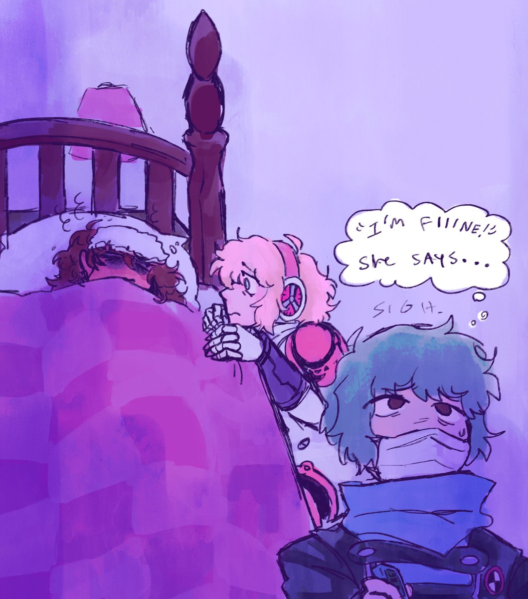 Corvidcrown666's tweet photo. Leader’s allergic to taking care of herself, too…  #persona3 https://t.co/jxgMIflFLS