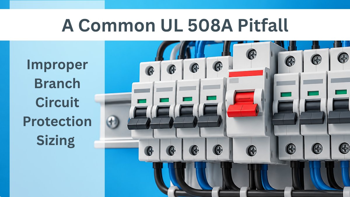 CatesControls's tweet photo. UL 508A Tip: Using improperly sized branch circuit protection will cause industrial control panels to fail UL 508A inspection.
 
The UL 508A standard requires that branch circuits within industrial control panels be provided with overcurrent protection. The devices must be sized appropriately to properly protect the connected equipment and conductors.
 
Proper sizing requires devices to have sufficient ampere ratings to safely handle the circuit’s maximum current. If a current protection device is undersized it can result in nuisance tripping that will shut down equipment and cost unwanted downtime.
 
Moreover, using oversized branch circuit protection can lead to injuries or property damage with resulting liability issues, component damage that is costly to repair or replace, or lost revenue due to unplanned downtime in the machinery or process.
 
#UL508A #ControlPanels