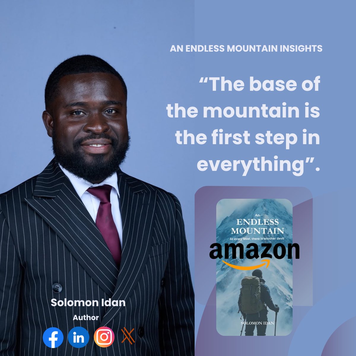 Sol_Idan's tweet photo. The first step into our education, career, entrepreneurship, relationships with others, and love life represents the base of the mountain.

Book available on Amazon: https://t.co/QlFWA7KZI3

#AnEndlessMountain #BaseOfTheMountain #FirstStep #LifeJourney https://t.co/Mz5sZYriJN
