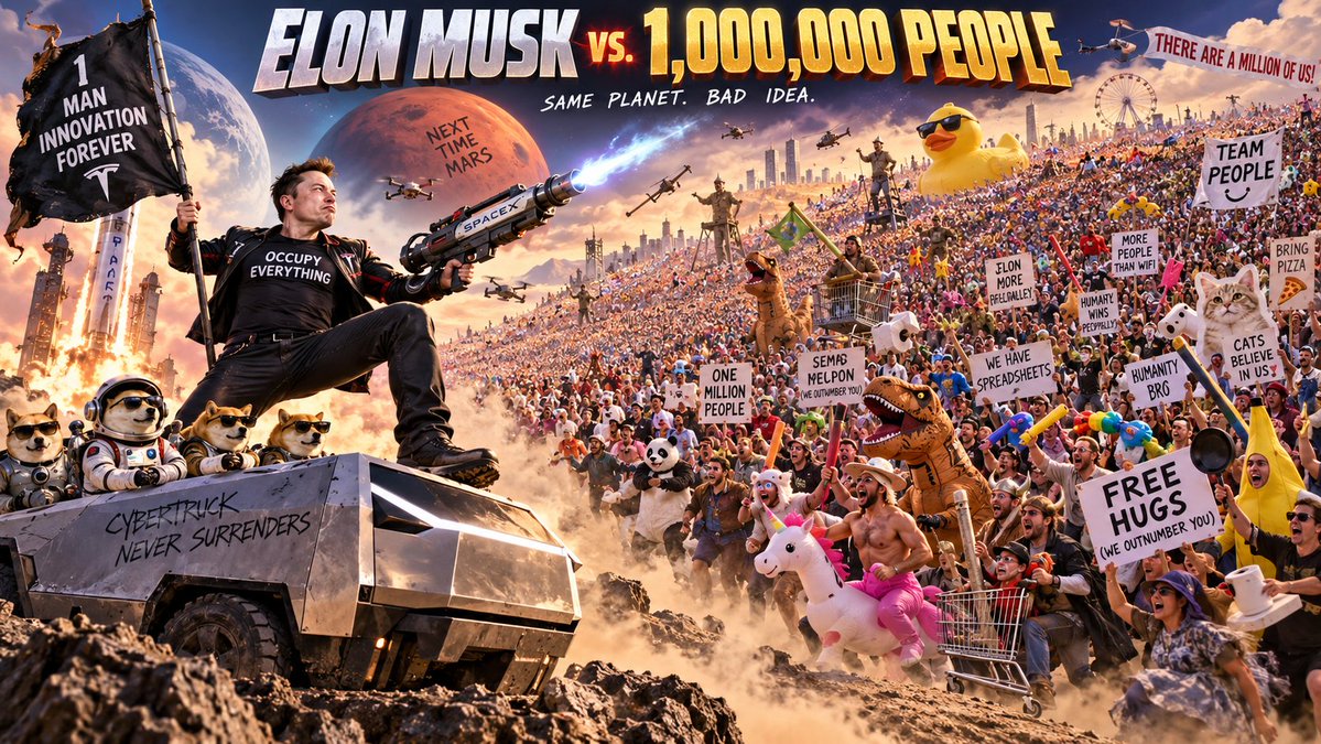 HarryBolzSpace's tweet photo. @EpicWarz We should try 1 @elonmusk vs  1,000,000 Anti-Elons lol https://t.co/7WccZAiPnB