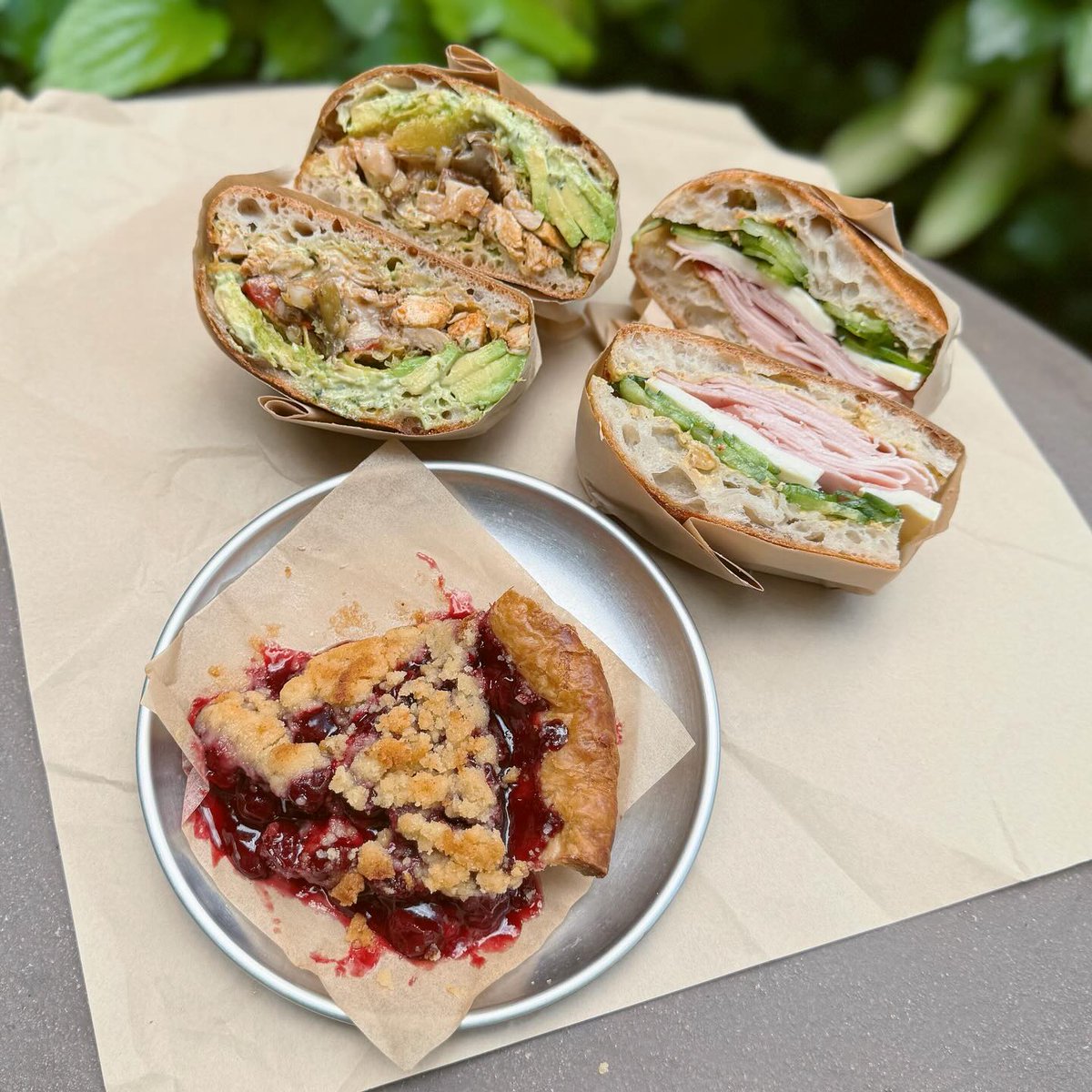 LynetteBoli5's tweet photo. In @wheatheadbaking’s sandwiches we trust. The Winner Winner delivered bold, smoky, spicy Mexican-inspired flavours, while the Buttah Hammer kept things light and umami-rich. Don’t miss the juicy sour cherry pie with brown-butter almond streusel. https://t.co/9H5wAdVyms