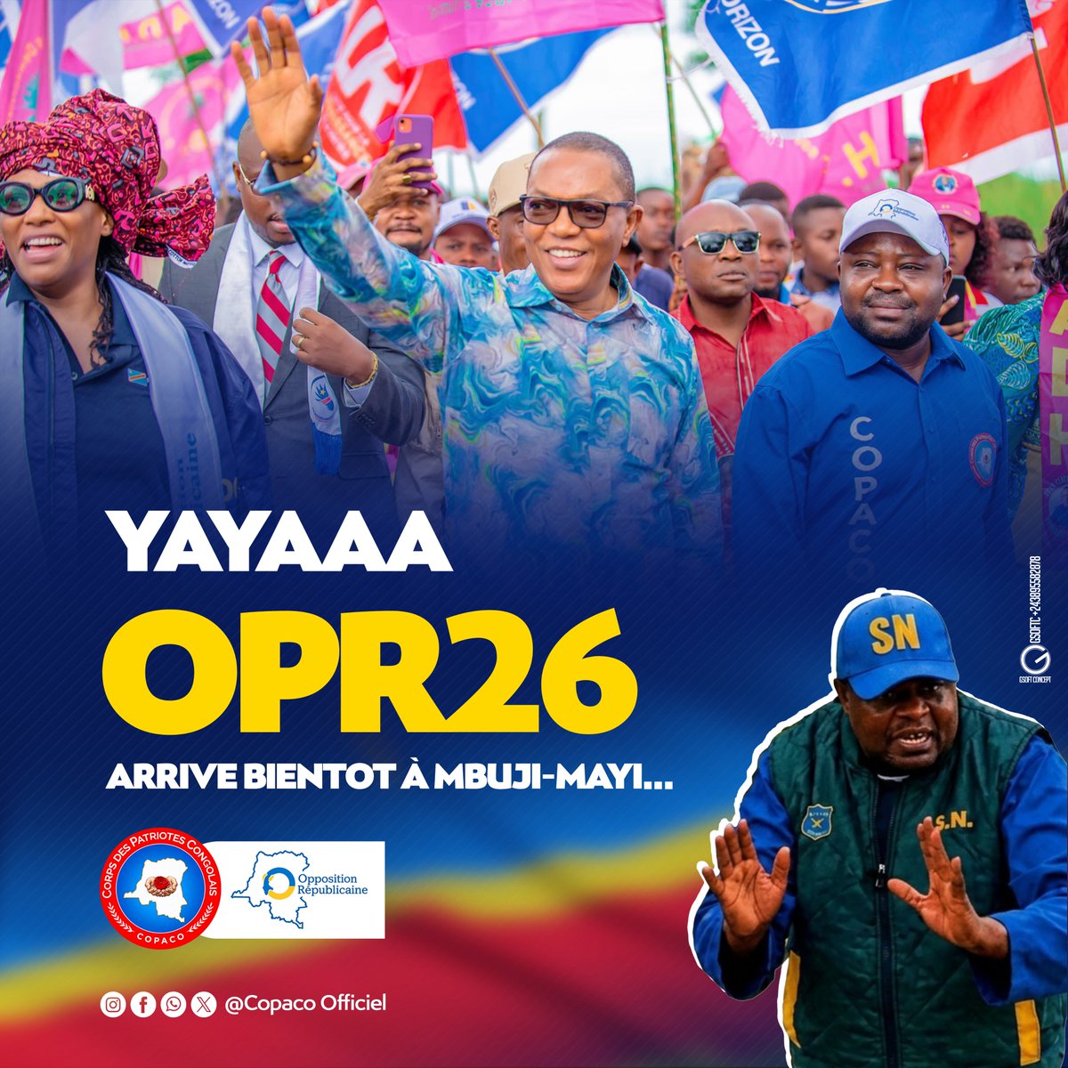 Copaco_rdc's tweet photo. 🚨 🚨🚨🚨🚨 Après Kananga, John KUDIA (Pdt COPACO & Coordon Adj OPR26) arrive à MBUJI-MAYI !
Mbuji-Mayi, prépare-toi.
#OPR26 #COPACO #JohnKudia #MbujiMayi #RDC https://t.co/b8uFoSC7RA