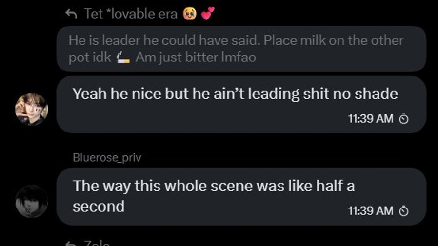 Ranllyz's tweet photo. Here, @haohaohao7777 called RIO “SW’s bootylicker”
 
While @luvhaoism mocks SW saying it’s his world, 
@jiahaoglaze agree with her, saying they live in a dictatorship.

@luvhaoism also said that RIO can’t lead shit. https://t.co/xdMJChkhHi