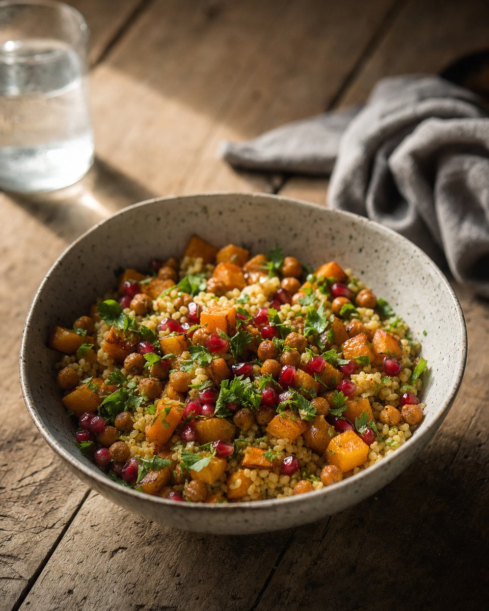 AlbertineBlj's tweet photo. Die Bowl nach dem Sturm: gerösteter Kürbis, goldener Bulgur, Kichererbsen, Joghurt und Granatapfel. Glykogen auffüllen, Protein liefern, Regeneration unterstützen – drei Jobs, eine Sch��ssel. Recovery kann man löffeln. https://t.co/ijXX07DOtJ