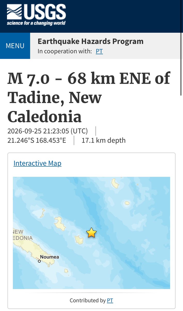 TuiteroSismico's tweet photo. URGENTE TERREMOTO 7.0 
Nueva Caledonia. https://t.co/jJmobBaHvT