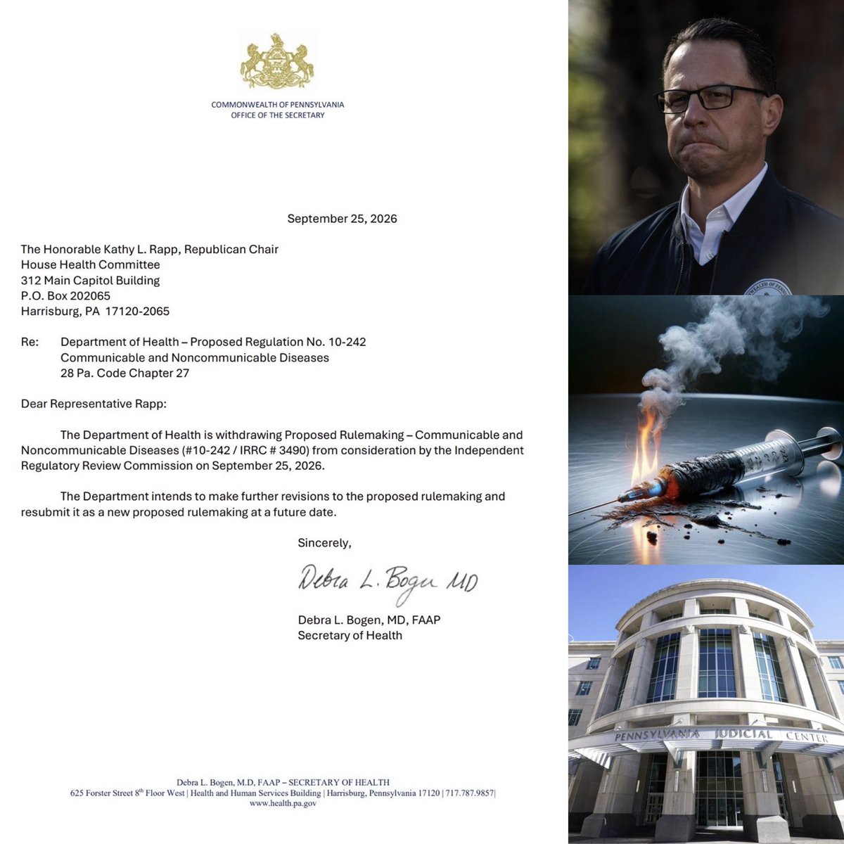 liz_churchill10's tweet photo. After thousands of comments and a political blowup, Evil Governor Shapiro tried to push ‘Covid 2.0’ through the back door. Pennsylvania slammed it in his face…and his own letter admits they’ll bring it back later https://t.co/HQ8JR1QrVD