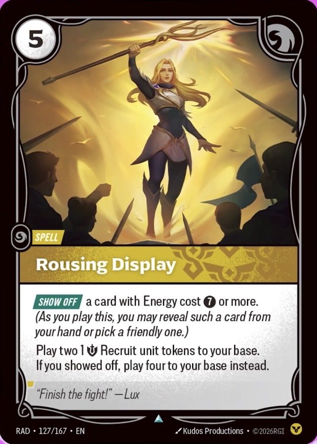 RunesAndRift's tweet photo. Four new #RBRadiance cards have been revealed by @playriftbound!

• Pillaged Armory
• Supernova
• Rousing Display
• Invigorating Bloom https://t.co/pmxB6UwLc8
