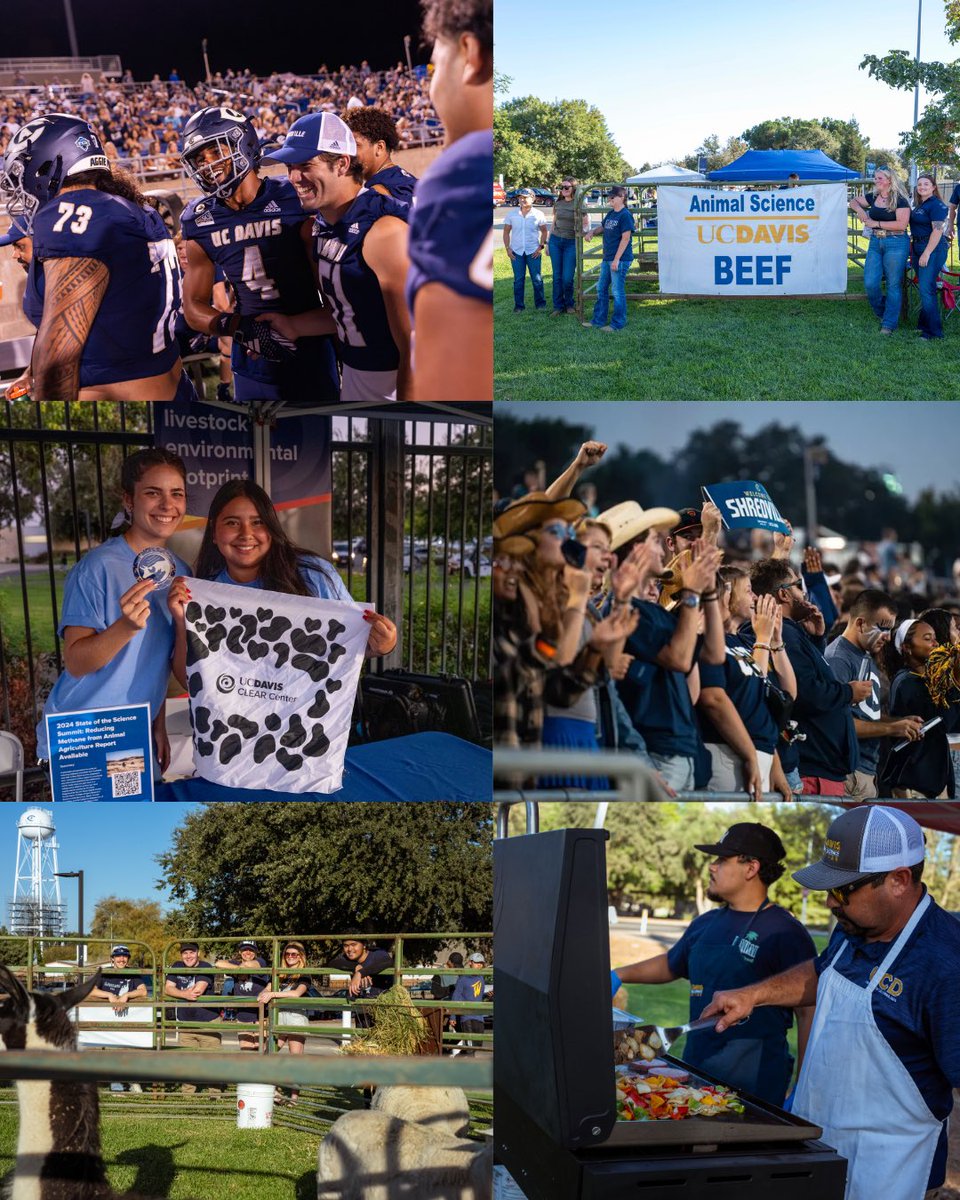 UCDavisCLEAR's tweet photo. Tomorrow is the Salute to Ag Football Game &amp; we can’t wait to celebrate the day in honor of agriculture! 🎉

We will be cheering on Team Aggie, celebrating UC Davis’ ag roots, and spotlighting how agriculture continues to fuel our communities, our traditions and our food system. https://t.co/ZDCmx3sFXt