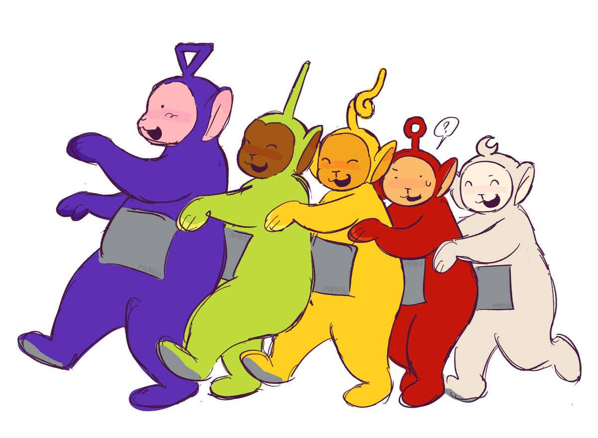 PRMISU's tweet photo. teletubby conga train https://t.co/t2U4FVTrED
