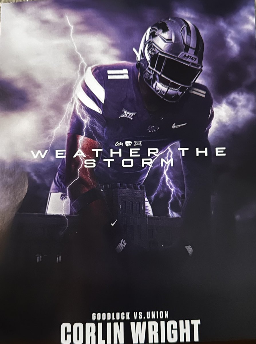 CorlinWright's tweet photo. Huge thank you to @KStateFB  for the love and support! 💜⚡️ Truly appreciate the graphic and the opportunity. Means a lot to me! 

@CK_KleinCollin @Coach_CPatt @CoachSvarczkopf @KStateRecruits 
@CoachAdamGaylor @JenksFootball @247Sports @RivalsHS https://t.co/Y7zG55EtwY