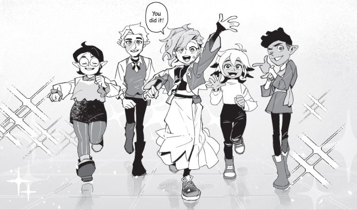 p0wderedmarbl3s's tweet photo. its so funny to me how in the peeks at the novel hunters always just in the back or standing around with no significance, even here the perspective looks like hes behind everyone else, serves him right for taking up so much damn screentime in the main show https://t.co/efxiNIwjyH