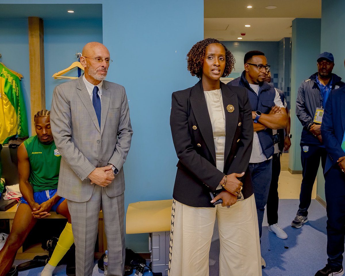 FERWAFA's tweet photo. Following the final whistle, the Hon. Minister of Sports @nmukazayire congratulated Amavubi on this vital victory and shared words of encouragement for the journey ahead.

Her message: 
Keep believing, keep fighting, and keep making Rwanda proud. 

#TuriAmavubi https://t.co/ajcOrQ76aK