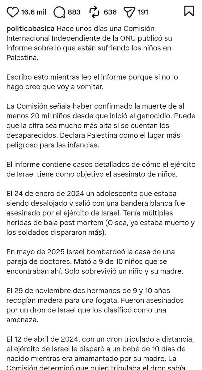 Politica_Basica's tweet photo. ¿Quién documentó el asesinato de bebés en Gaza?

Con mucho gusto te comparto el resumen. O si lo prefieres aquí está el enlace del informe completo de la Comisión Especial de la ONU :https://t.co/8uzt61P6HM https://t.co/AXEIXmRJs3