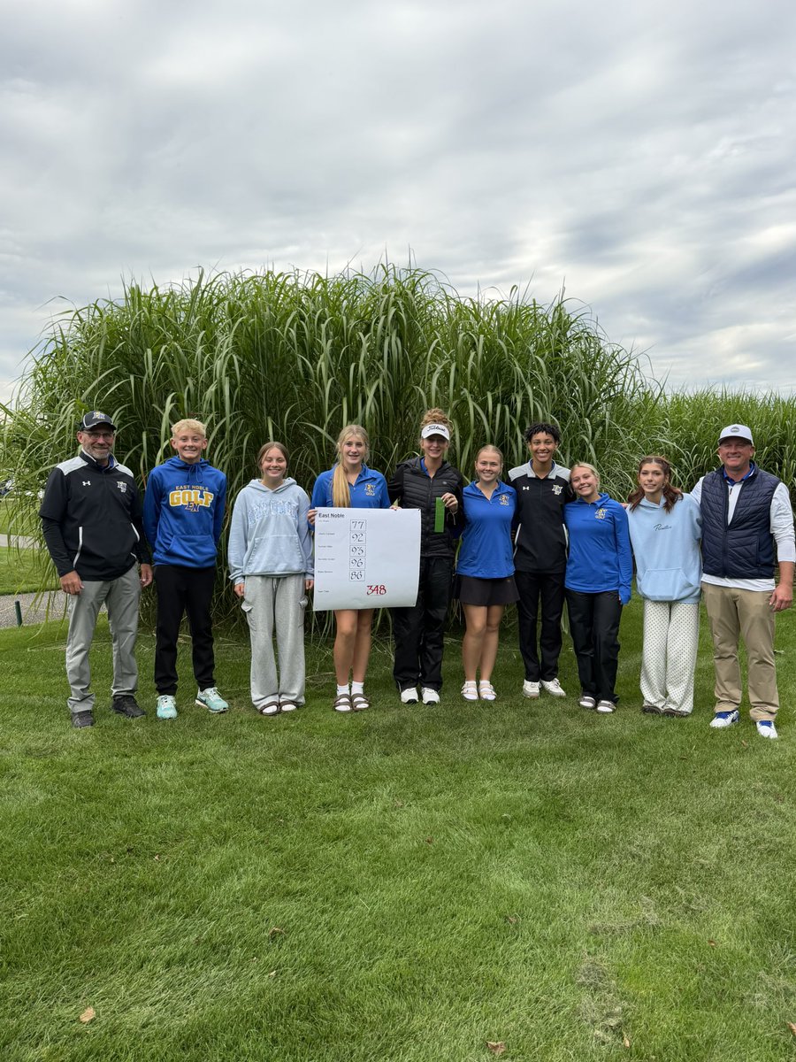 enhsgolf's tweet photo. What a way to finish the season! 💙💛 So proud of our Lady Knights for finishing 4th out of 15 teams at Regionals! Congrats to Lily Oburn on earning All-Regional honors with a 5th-place finish! Thanks for an incredible season and all the memories! ⛳️  @ENKnights @scotty_borger https://t.co/CmKOF3Cu0G