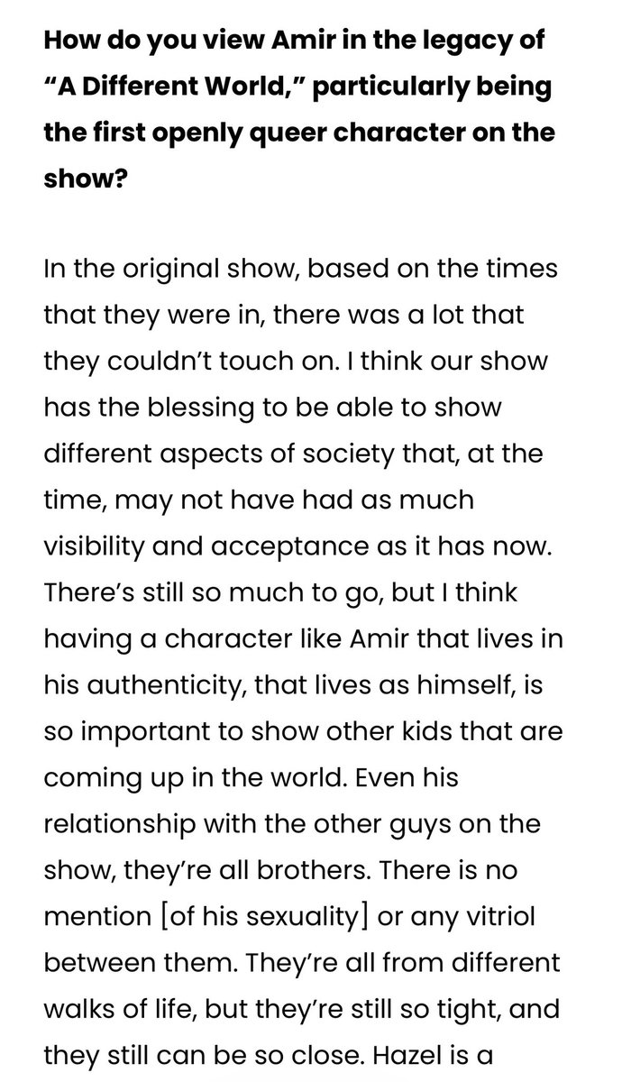 IAMNJERA's tweet photo. The show really does a great job of letting Amir exist as himself and not making his sexuality a focal point.

+ love that Jordan referenced me asking about the “responsibility” of stepping into these roles in the sequel vs. “pressure.” #ADifferentWorld 
https://t.co/Z4YrhvIvvZ https://t.co/4CkBvVZolL