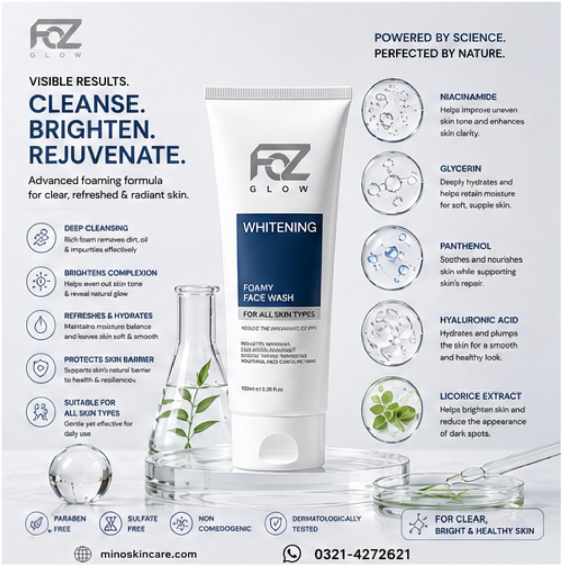 AzaleeOsthloi's tweet photo. POV: Your facewash is finally doing more than making foam. Meet FOZ Whitening Foamy Facewash—a rich, luxurious cleanser that removes dirt, excess oil, and daily impurities, leaving skin clean, fresh, and refreshed. https://t.co/XIB1I3EY1z