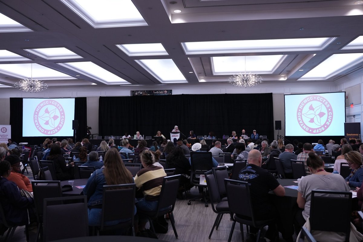 CUPEOntario's tweet photo. That’s a wrap on the Health Care Workers Coordinating Committee Conference! 🏥✊🏾

Over the past few days, CUPE health care workers from across Ontario came together to connect, learn, strategize and build the collective power we need to defend public health care.

We’re leaving this conference stronger, more united and ready to keep fighting for health care workers, our patients and the public services our communities depend on. 📢