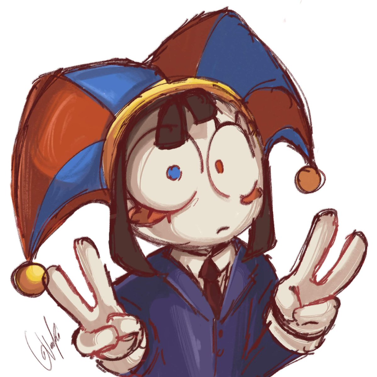 _Vuneko_'s tweet photo. She’s soo cute in her president fit I had to doodle 
#pomni #TADCㅤ https://t.co/rSdhM7pTZ1