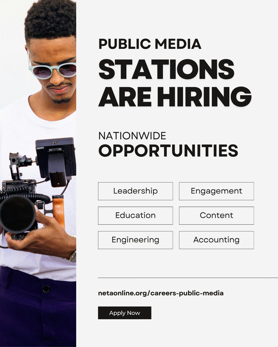 NETA_Tweets's tweet photo. 🎧🎥 Whether you're into video, audio, outreach, or innovation—public media needs your voice. Explore careers that make a difference: https://t.co/TK811kbag6

#publicmediacareers #pubmediathires #publicmediajobs https://t.co/OWd0GhQYhN