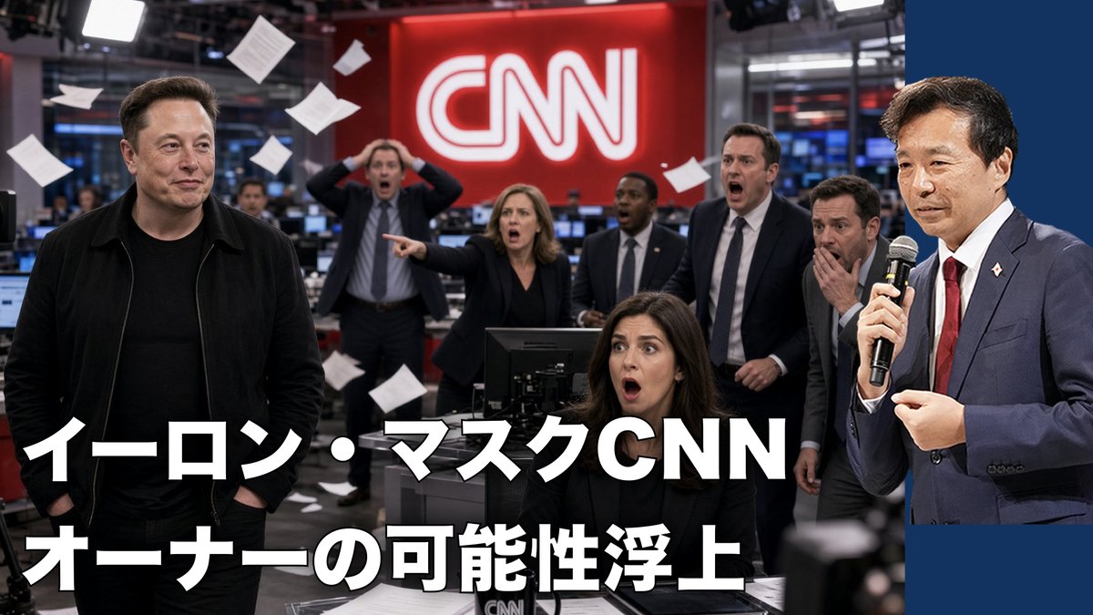 oikawa_yukihisa's tweet photo. 【YouTube速報】イーロン・マスクCNNオーナーの可能性浮上

トランプ支持者の投資家たちとイーロン・マスクが反トランプメディアの代表、CNNを買収します。

まず、トランプ大統領の盟友である、映画メディア企業パラマウントのCEOが、CNNの買収案件に投資家の参加を呼びかけていて、有力な投資家候補としてイーロン・マスクの名前が出ています。

現在、CNNは絶望的なパニックに陥っています。

パラマウント・グローバルの傘下には、全米ネットワークのCBSが入っています。そのパラマウントを昨年買収したのが、トランプ支持者のデビッド・エリソン。

その父親は、オラクル創業者のラリー・エリソン。トランプの長年のアドバイザーで、数千万ドルを提供する大口支援者。

そして、今月、エリソン親子が買収したパラマウントがワーナーブラザーズを買収することがほぼ決まりました。そのワーナーブラザーズの傘下にCNN。

つまり、トランプの盟友親子の投資家がCNNを所有。そこに追加の投資家として、イーロン・マスクが入る可能性があります。

イーロンはそれまで反トランプだったTwitterを買収し、検閲をやっていた幹部を追放しました。現在CNNでは絶望的なパニックが起きています。
＜詳しくはYouTubeで＞

https://t.co/omFYQQP8nk @YouTube