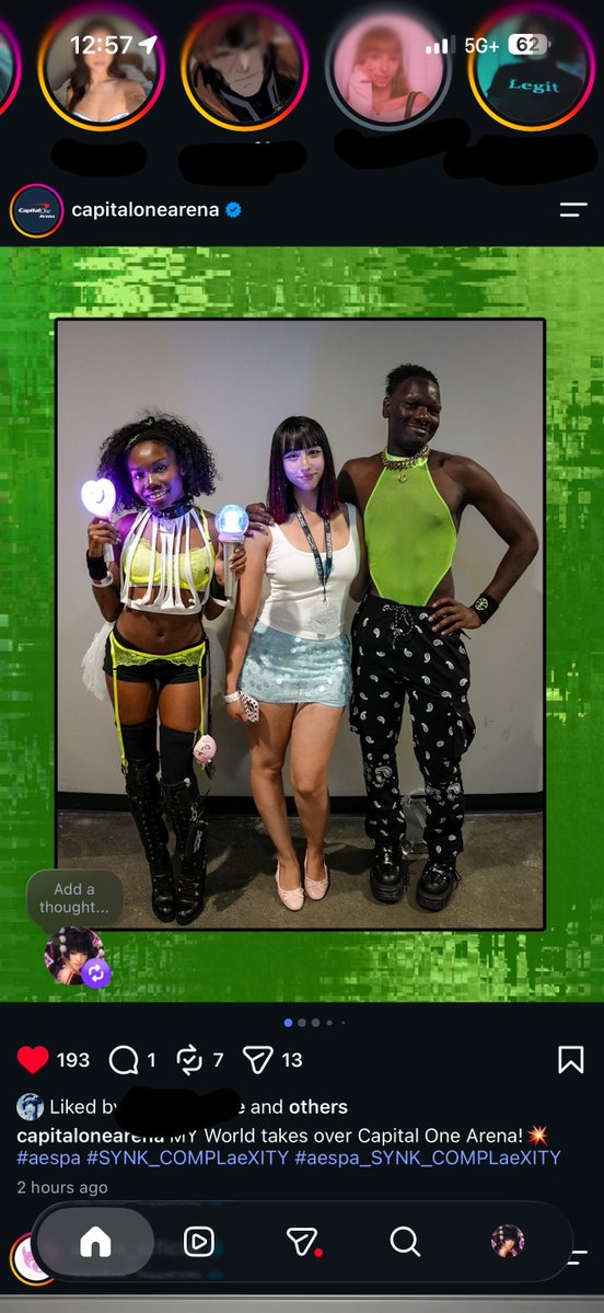 DERPYTAMAMO's tweet photo. CAPITAL ONE ARENA POSTED ME AND MY FRIENDS FOR THE AESPA DC CONCERT OMGGGGGGGGG AND THE FIRST PHOTO TOO!!!!!!!! 💚🖤🫶🏾 #aespa #aespa_SYNKCOMPLaeXITY_DC #capitalonearena https://t.co/qh2zNLnuXJ