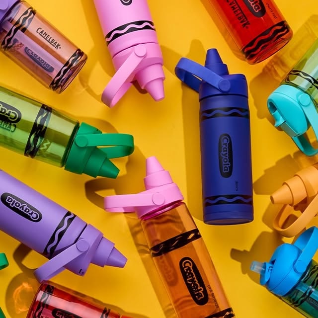 interiorsuckerr's tweet photo. Crayola X Camelback classic crayon shaped water bottles https://t.co/ING41jN4pc