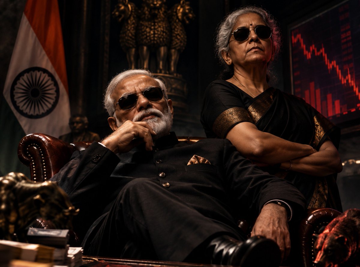 sangamkumar22's tweet photo. 4 TRILLION RUPEES WIPED OUT FROM INDIA’S STOCK MARKET IN A SINGAL DAY

This is the power Modi ji &amp; Nirmala ji 🔥 https://t.co/w2Xuxgqg0P