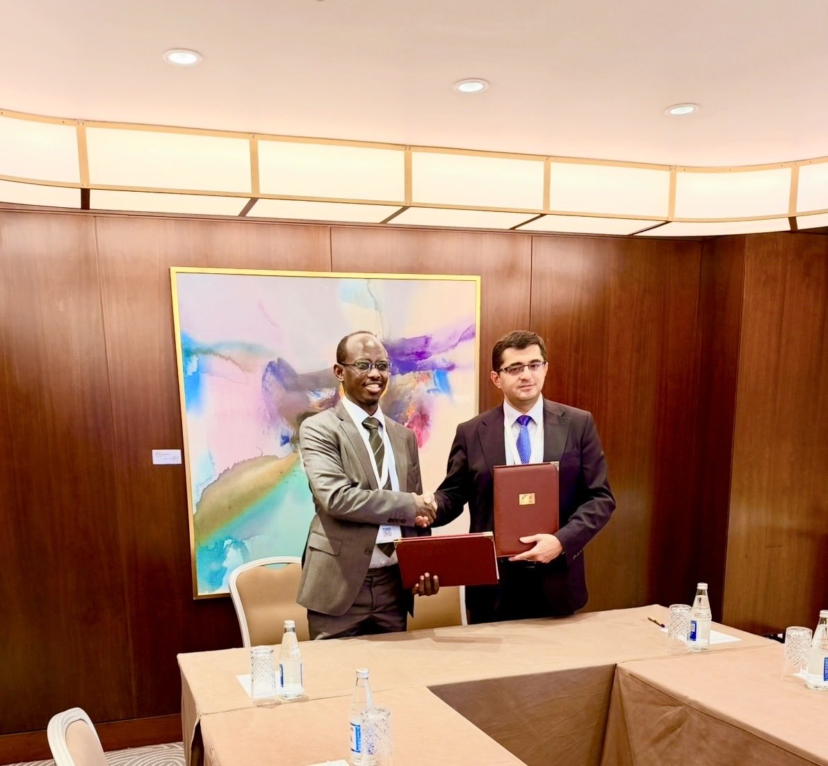 AbdifetahRabi's tweet photo. Today marks an important milestone: the signing of a Memorandum of Understanding with Assoc. Prof. Rufat Azizov, Rector of Azerbaijan State Oil and Industry University (ASOIU), and The second was signed with Rector Talantbek Kanatbekovich Narymbetov of Jalal-Abad International University (JAIU), Kyrgyz Republic. in Baku.

The agreements was concluded at the Baku Marriott Hotel during the UI GreenMetric Sustainable University Rankings 2026 Results and Awards Ceremony — a global occasion that recognizes universities for their work in sustainability, environmental stewardship, and green campus development.

This partnership will support deeper academic cooperation, joint research, and coordinated action toward a more sustainable future for higher education.
I extend my appreciation to Rector Azizov and the ASOIU community for their warm hospitality and for hosting this distinguished international gathering.

#UIGreenMetric #ASOIU #Sustainability #HigherEducation #GreenCampus #Baku #MoU