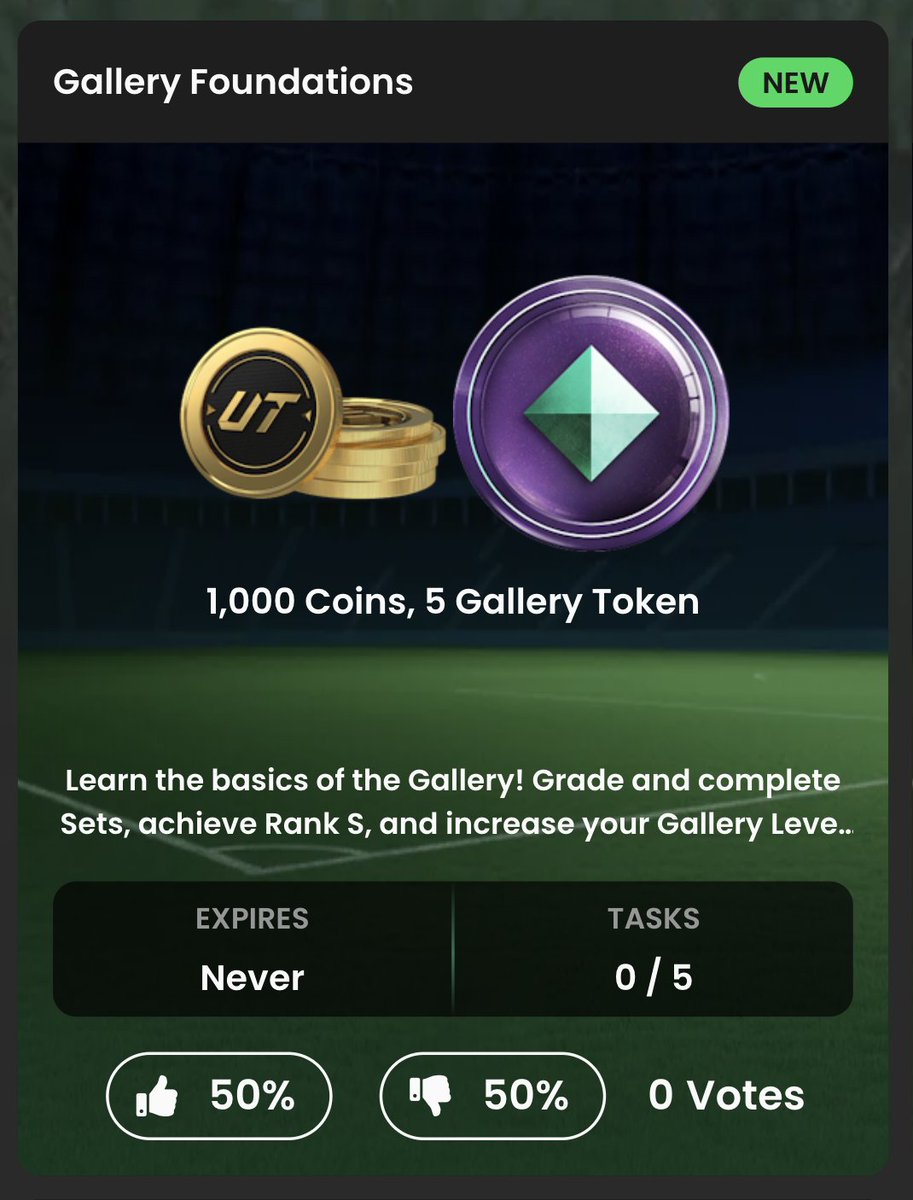 FUTBIN's tweet photo. 5 Extra Gallery Tokens in Milestones for some very easy objectives 👀 https://t.co/uGzPicXSMM
