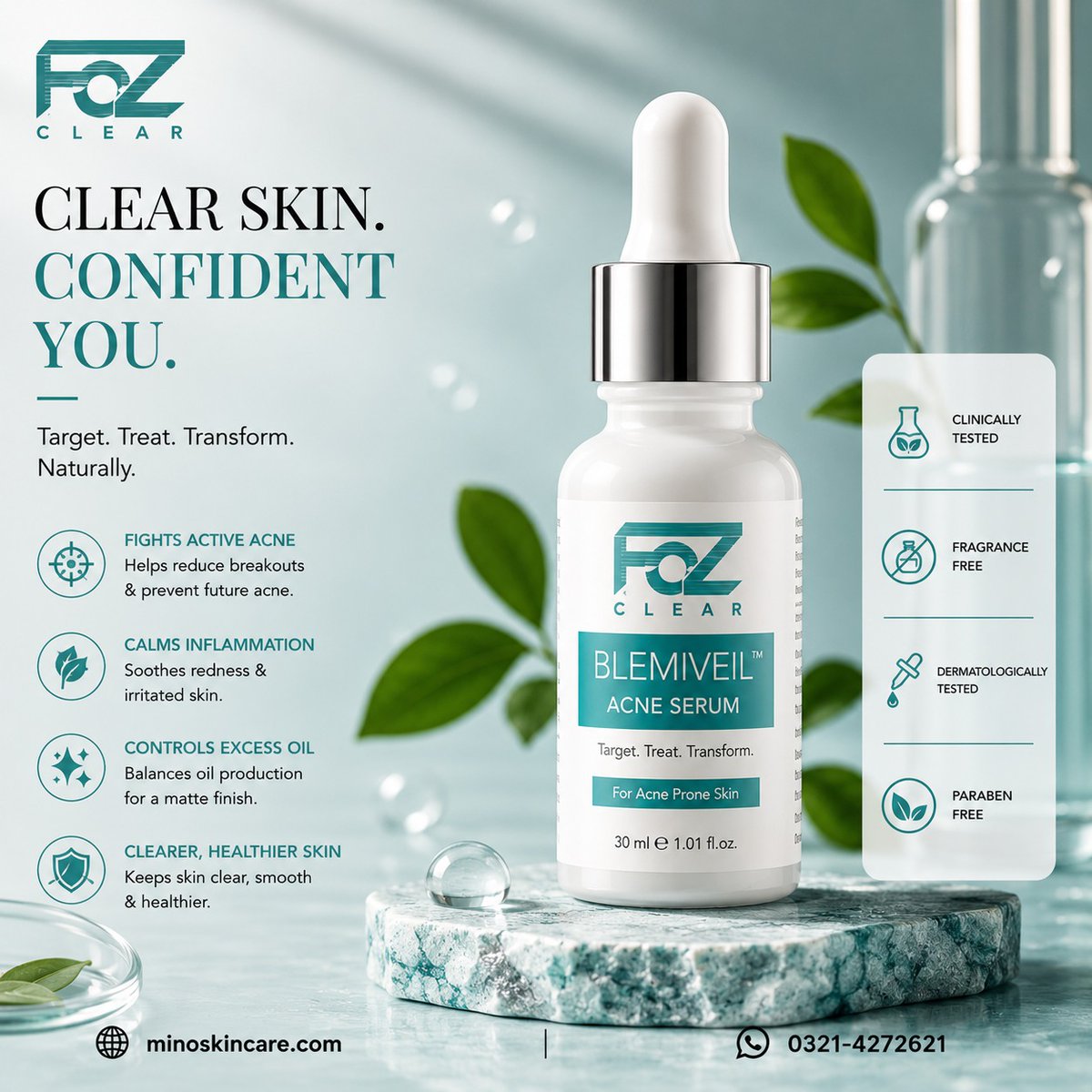 AzaleeOsthloi's tweet photo. Blemishes don’t define your skin. Meet FOZ BlemiVeil™ Blemish Control Serum—a targeted formula with Niacinamide, Zinc PCA, Sodium Hyaluronate and Allantoin to control, calm and balance blemish-prone skin. https://t.co/qGsQbwX9MH