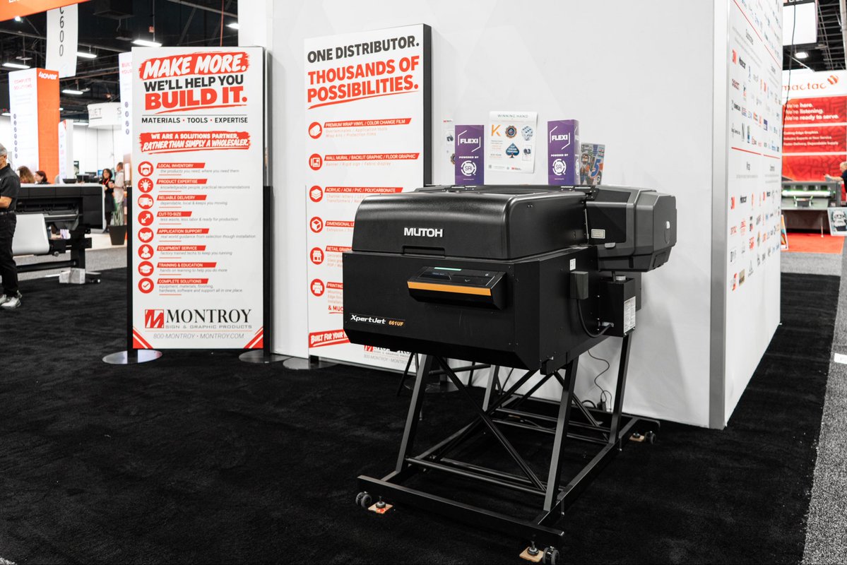 MutohAmerica's tweet photo. If you're at PRINTING United, MUTOH printers are on the floor beyond our booth too! 🙌
 
Check out the XpertJet 661UF at Montroy Booth C751 and the ValueJet 628MP at Kelly Spicers Booth C159.

Be sure to stop by and check them out! 
 
#MUTOH #PrintingUnited #PrintingUnitedExpo #XpertJet661UF #ValueJet628MP