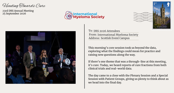 Myeloma Society (@Myeloma_Society) — #IMS26 — conference slide